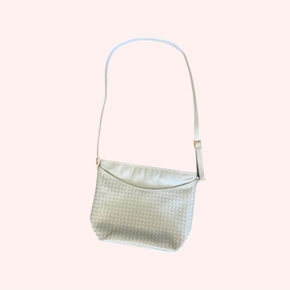 NWT Ganson Leather Woven Handbag medium hobo in pearl ivory - Picture 1 of 12